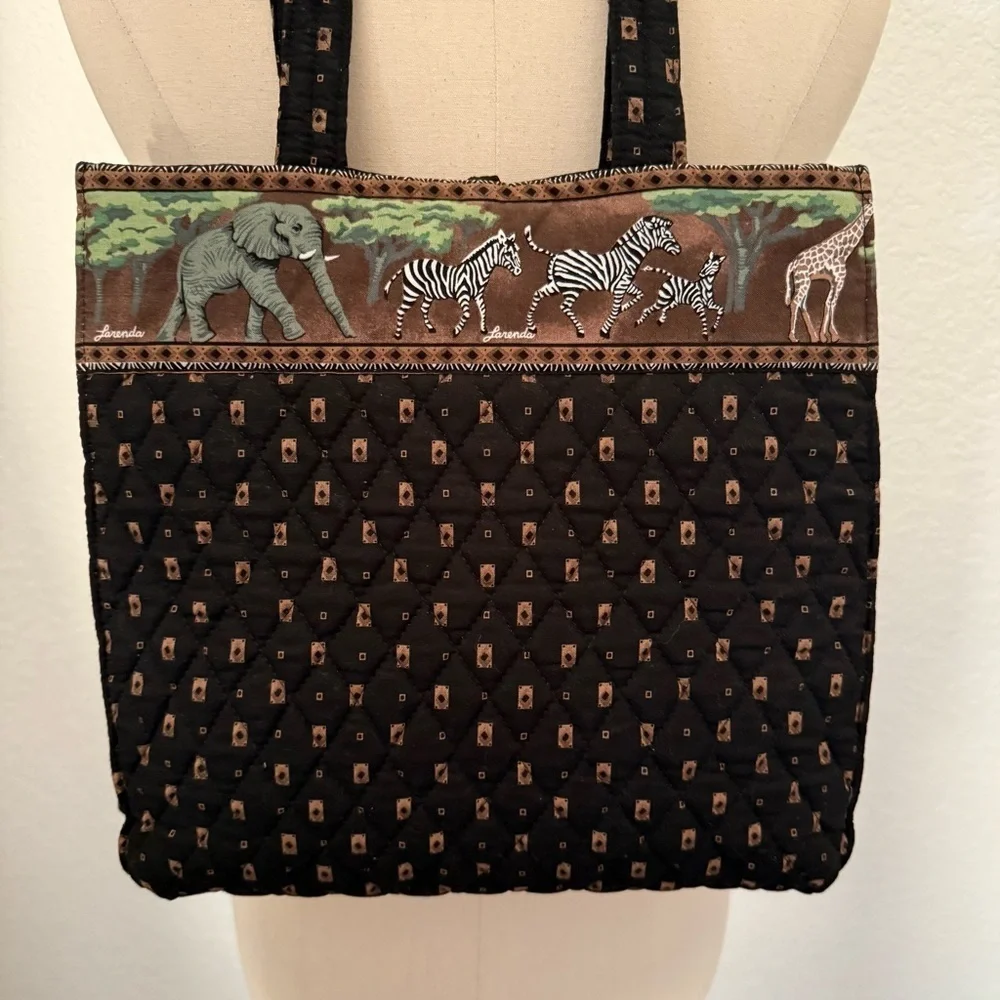 Larenda Quilted Safari Print Tote~ VTG